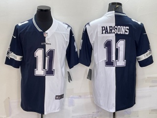 Dallas Cowboys #11 Micah Parsons Split Jersey Navy Blue/White