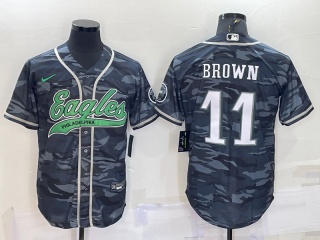 Philadelphia Eagles #11 Aj Brown Baseball Jersey Camo