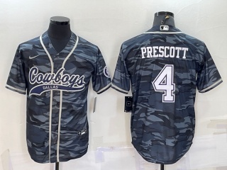 Dallas Cowboys #4 Dak Prescott Baseball Jersey Camo