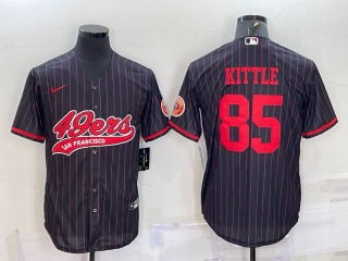 San Francisco 49ers #85 George Kittle Pinstrip Baseball Jersey Black