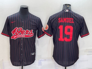 San Francisco 49ers #19 Deebo Samuel Pinstrip Baseball Jersey Black