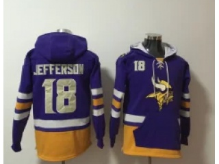 Minnesota Vikings #18 Justin Jefferson Hoodies Purple