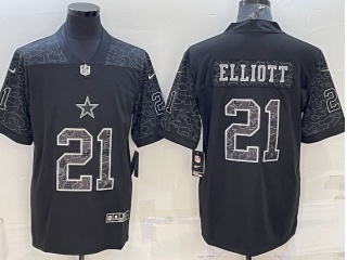 Dallas Cowboys #21 Ezekiel Elliott RFLCTV Limited Jersey Black