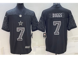 Dallas Cowboys #7 Trevon Diggs RFLCTV Limited Jersey Black 