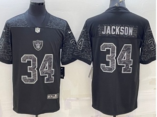 Las Vegas Raiders #34 Bo Jackson RFLCTV Limited Jersey Black 