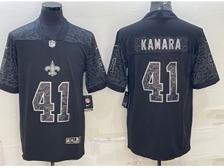 New Orleans Saints #41 Alvin Kamara RFLCTV Limited Jersey Black