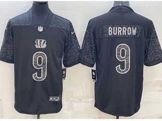 Cincinnati Bengals #9 Joe Burrow RFLCTV Limited Jersey Black