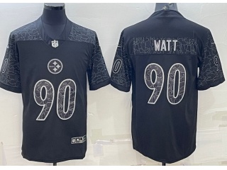 Pittsburgh Steelers #90 T.J. Watt Black RFLCTV Limited Jersey Black