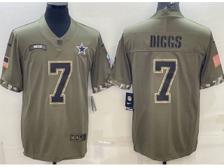 Dallas Cowboys #7 Trevon Diggs 2022 Salute To Service Jersey Green