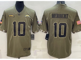Los Angeles Chargers #10 Justin Herbert 2022 Salute To Service Jersey Green