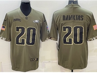 Philadelphia Eagles #20 Brian Dawkins 2022 Salute To Service Jersey Green