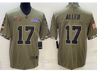 Buffalo Bills #17 Josh Allen 2022 Salute To Service Jersey Green 