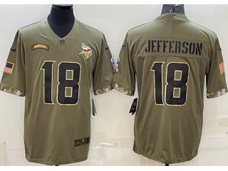 Minnesota Vikings #18 Justin Jefferson 2022 Salute To Service Jersey Green 