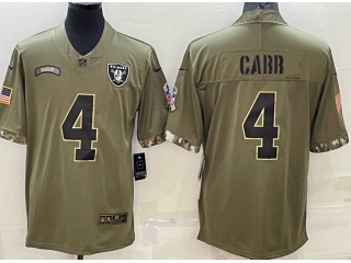 Las Vegas Raiders #4 Derek Carr 2022 Salute To Service Jersey Green 