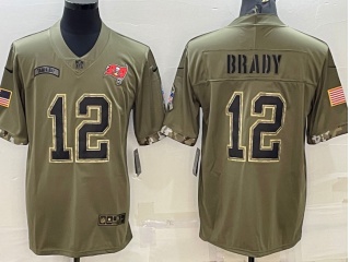 Tampa Bay Buccaneers #12 Tom Brady 2022 Salute To Service Jersey Green