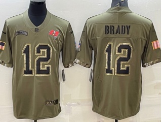 Tampa Bay Buccaneers #12 Tom Brady 2022 Salute To Service Jersey Green 