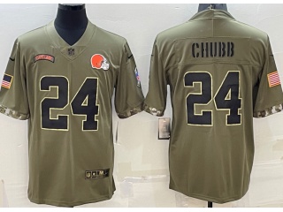 Cleveland Browns #24 Nick Chubb 2022 Salute To Service Jersey Green