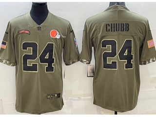 Cleveland Browns #24 Nick Chubb 2022 Salute To Service Jersey Green 