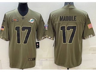 Miami Dolphins #17 Jaylen Waddle 2022 Salute To Service Jersey Green