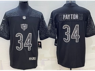 Chicago Bears #34 Walter Payton RFLCTV Limited Jersey Black 