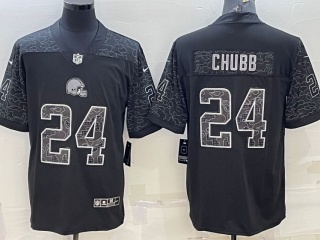Cleveland Browns #24 Nick Chubb RFLCTV Limited Jersey Black