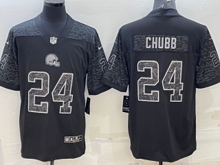  Cleveland Browns #24 Nick Chubb RFLCTV Limited Jersey Black 