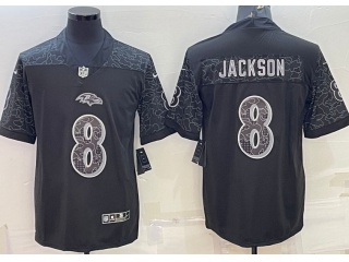 Baltimore Ravens #8 Lamar Jackson RFLCTV Limited Jersey Black