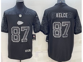 Kansas City Chiefs #87 Travis Kelce RFLCTV Limited Jersey Black