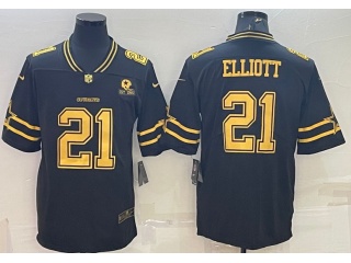 Dallas Cowboys #21 Ezekiel Elliott 3rd Limited Jersey Black Golden