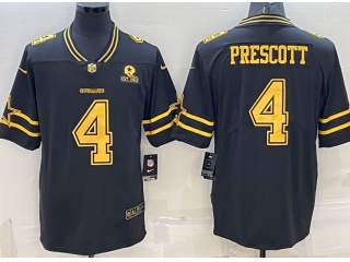 Dallas Cowboys #4 Dak Prescott 3rd Limited Jersey Black Golden