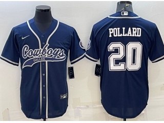 Dallas Cowboys #20 Tony Pollard Baseball Jersey Blue