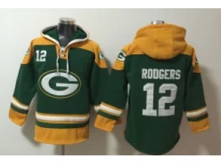 Green Bay Packers #12 Aaron Rodgers Hoodies Green