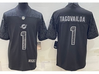 Miami Dolphins #1 Tua Tagovailoa RFLCTV Limited Jersey Black