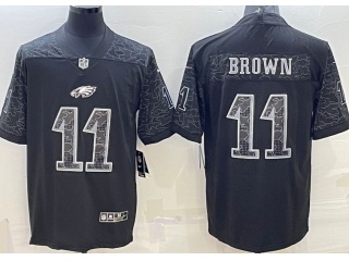 Philadelphia Eagles #11 Aj Brown RFLCTV Limited Jersey Black 
