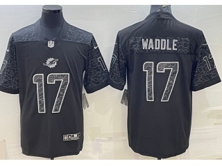 Miami Dolphins #17 Jaylen Waddle RFLCTV Limited Jersey Black