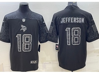 Minnesota Vikings #18 Justin Jefferson RFLCTV Limited Jersey Black