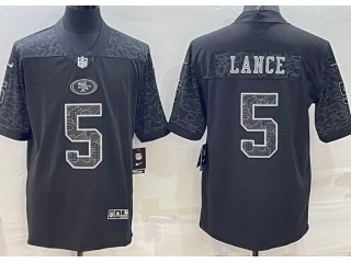 San Francisco 49ers #5 Trey Lance RFLCTV Limited Jersey Black 