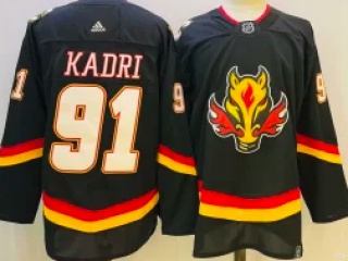 Adidas Calgary Flames #91 Nazem Kadri Retro Jersey Black