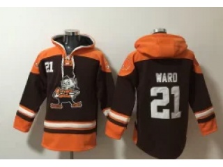 Cleveland Browns #21 Denzel Ward Hoodies Brown