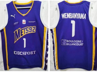 Levallois Metropolitans Mets92 #1 Victor Wembanyama Jerseys Blue