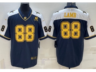 Dallas Cowboys #88 CeeDee Lamb Thanksgiving With Golden Number Limited Jersey Blue