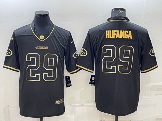 San Francisco 49ers #29 Hufanga with Golden Name Limited Jersey Black