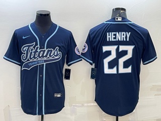 Tennessee Titans #22 Derrick Henry Baseball Jersey Navy Blue