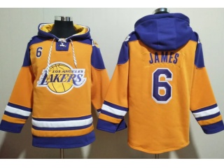 Los Angeles Lakers #6 Lebron James Hoodie Yellow