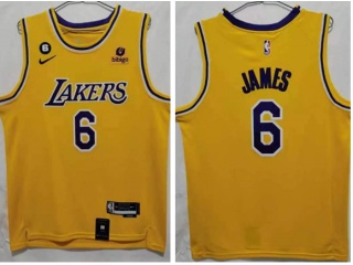 Nike Los Angeles Lakers #6 Lebron James 2022-23 Jersey Yellow