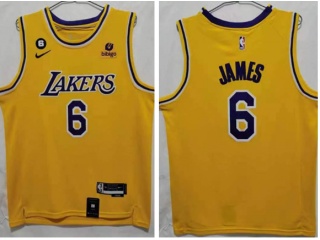 Nike Los Angeles Lakers #6 Lebron James 2022-23 Jersey Yellow 