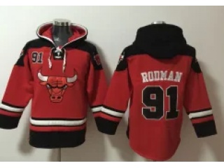 Chicago Bulls #91 Dennis Rodman Hoodies Red