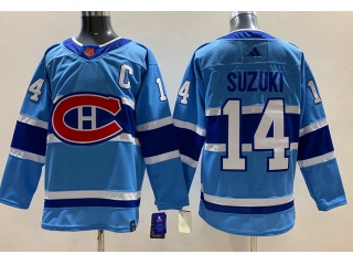 Adidas Montreal Canadiens #14 Nick Suzuki 2023 Reverse Jersey Baby Blue