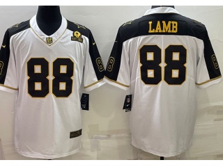 Dallas Cowboys #88 CeeDee Lamb Thanksgiving With Golden Number Limited Jersey White