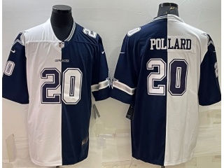 Dallas Cowboys #20 Tony Pollard Split Limited Jersey White Blue
